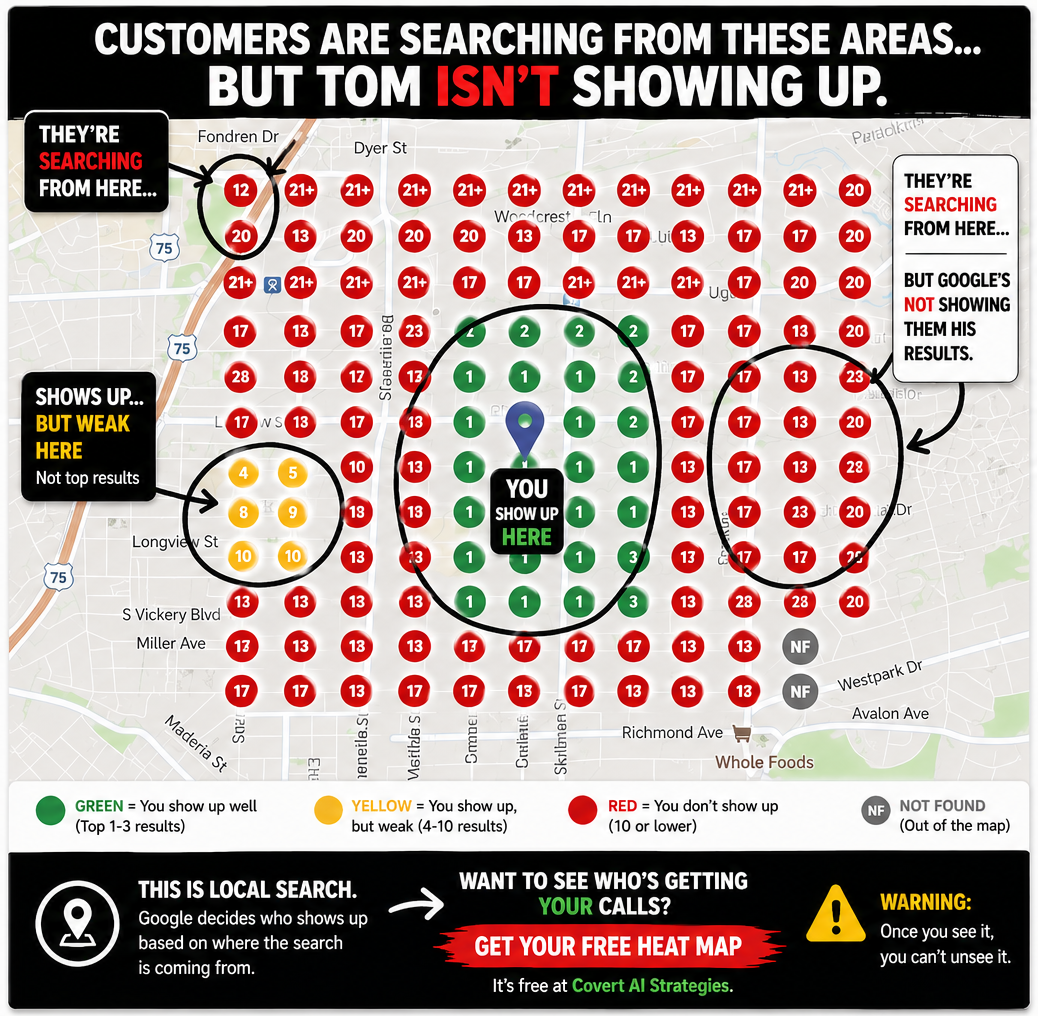 Keyword Lead Map showing where customers find you and where they don't